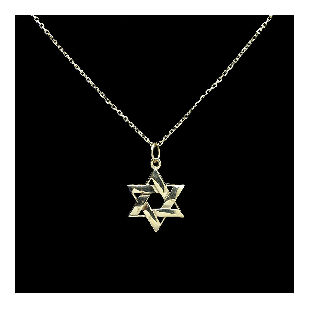 Broad Weave Star of David 14K Gold Necklace