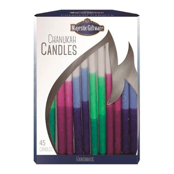Blue, Pink and Green Hanukkah Candles