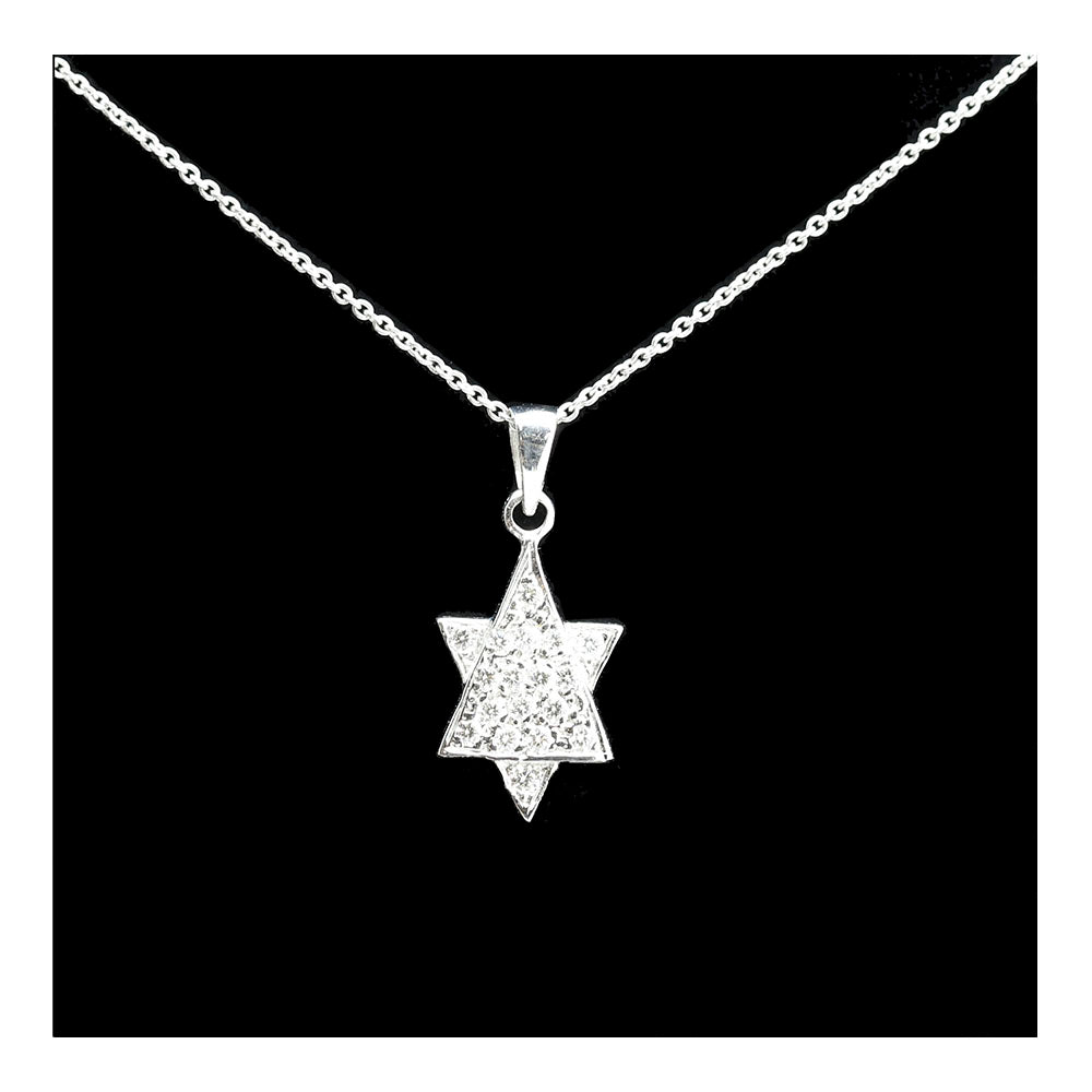 Star of David with Diamonds and White 14K Gold Necklace