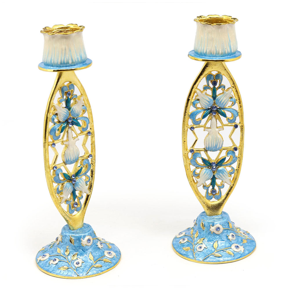 Flower Adorned Shabbat Candlesticks