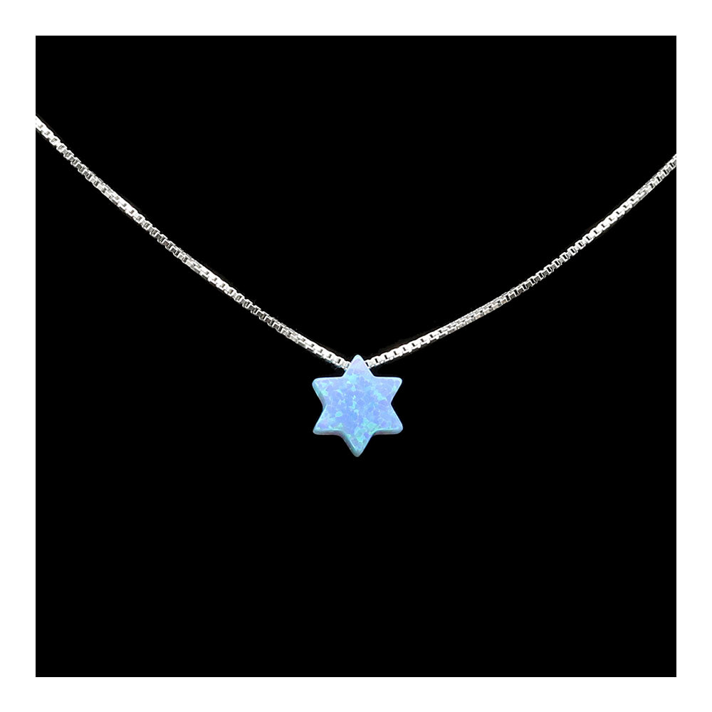 Blue Opal Star of David Necklace