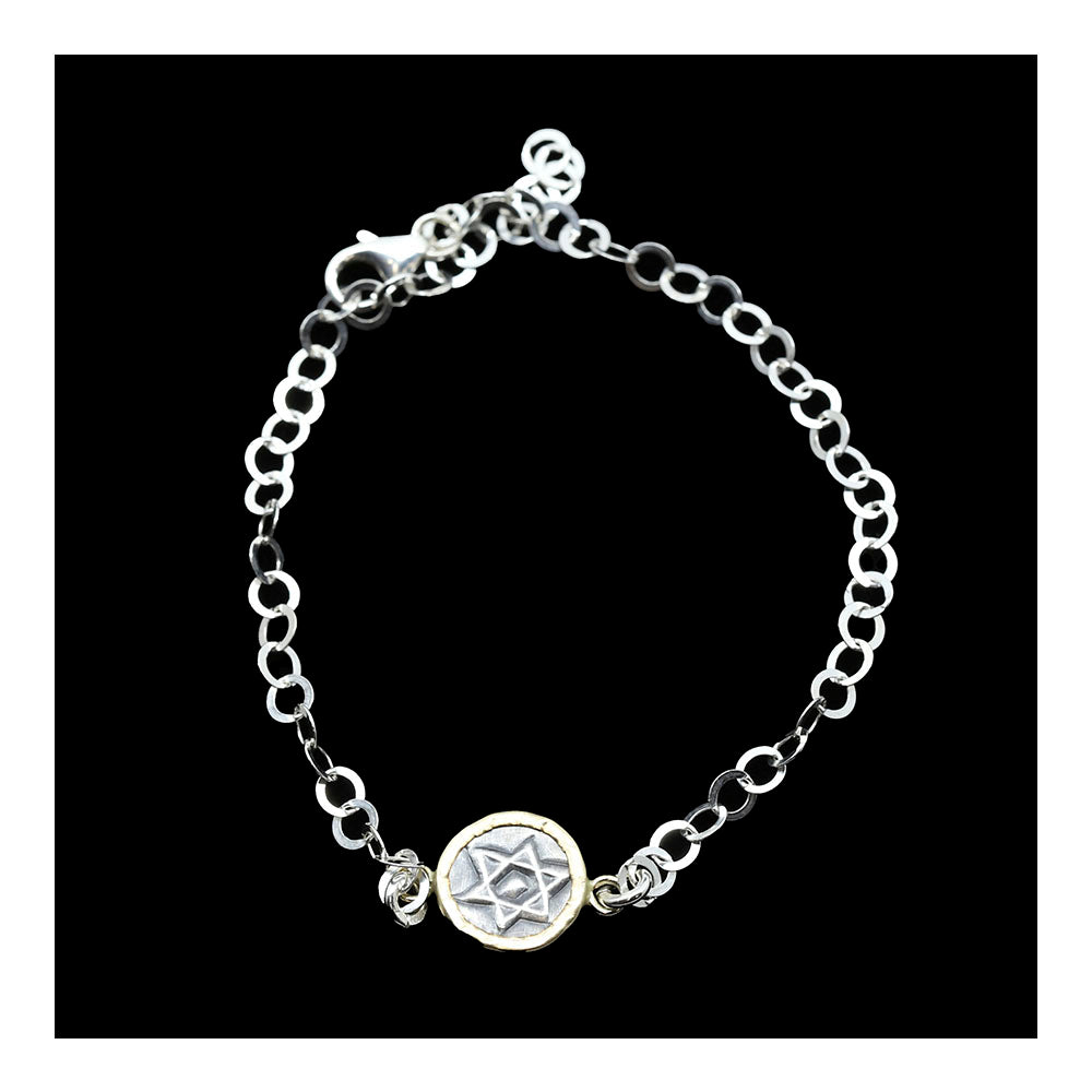 Goldfill and Sterling Silver Star of David Bracelet