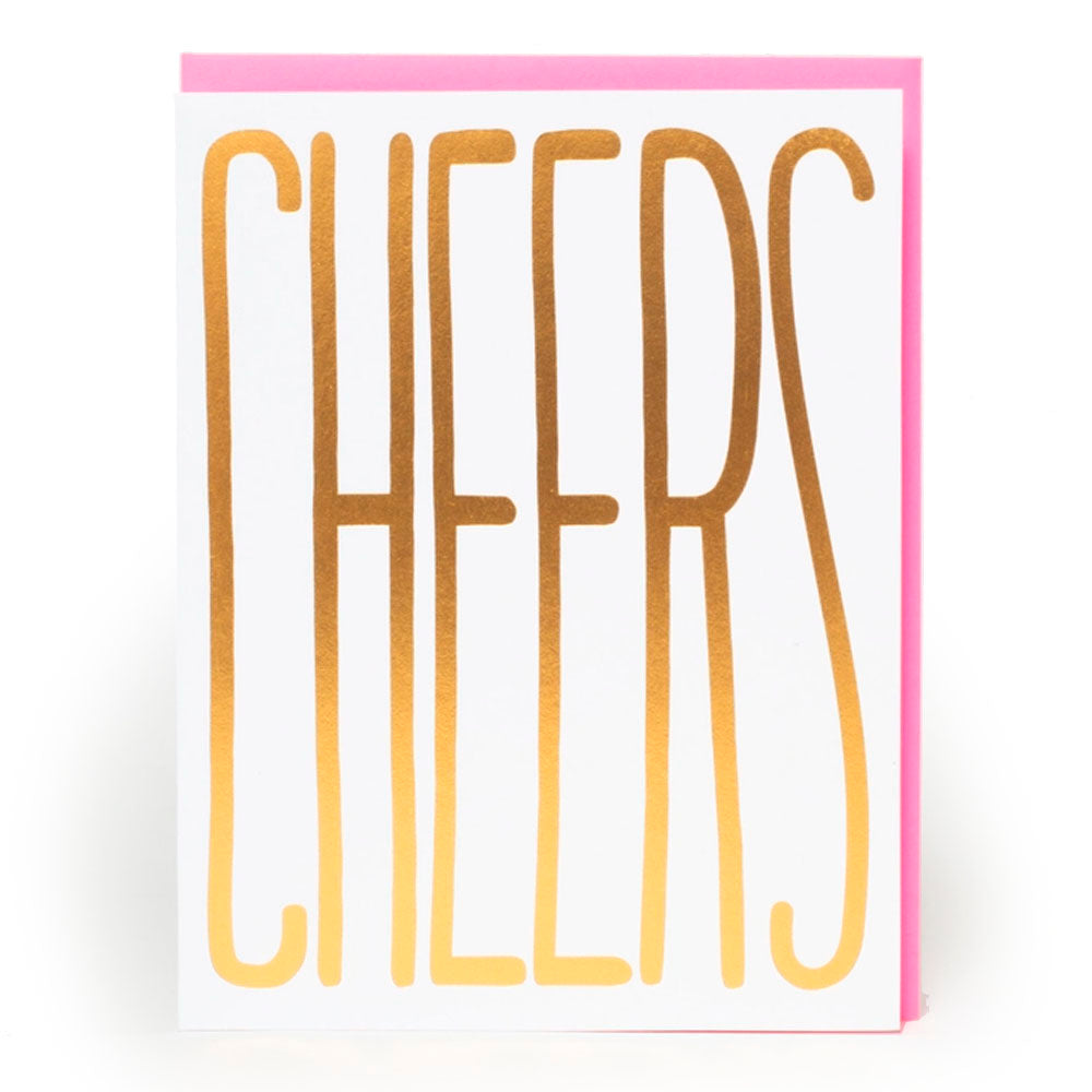 Gold Cheers Letterpress Greeting Card