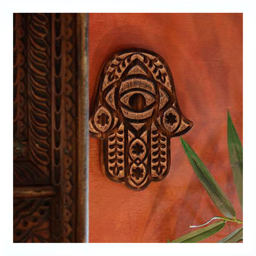 Wooden Hamsa - Myrtle 7"x6"