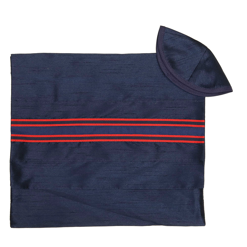 Tallit Set Navy and Red