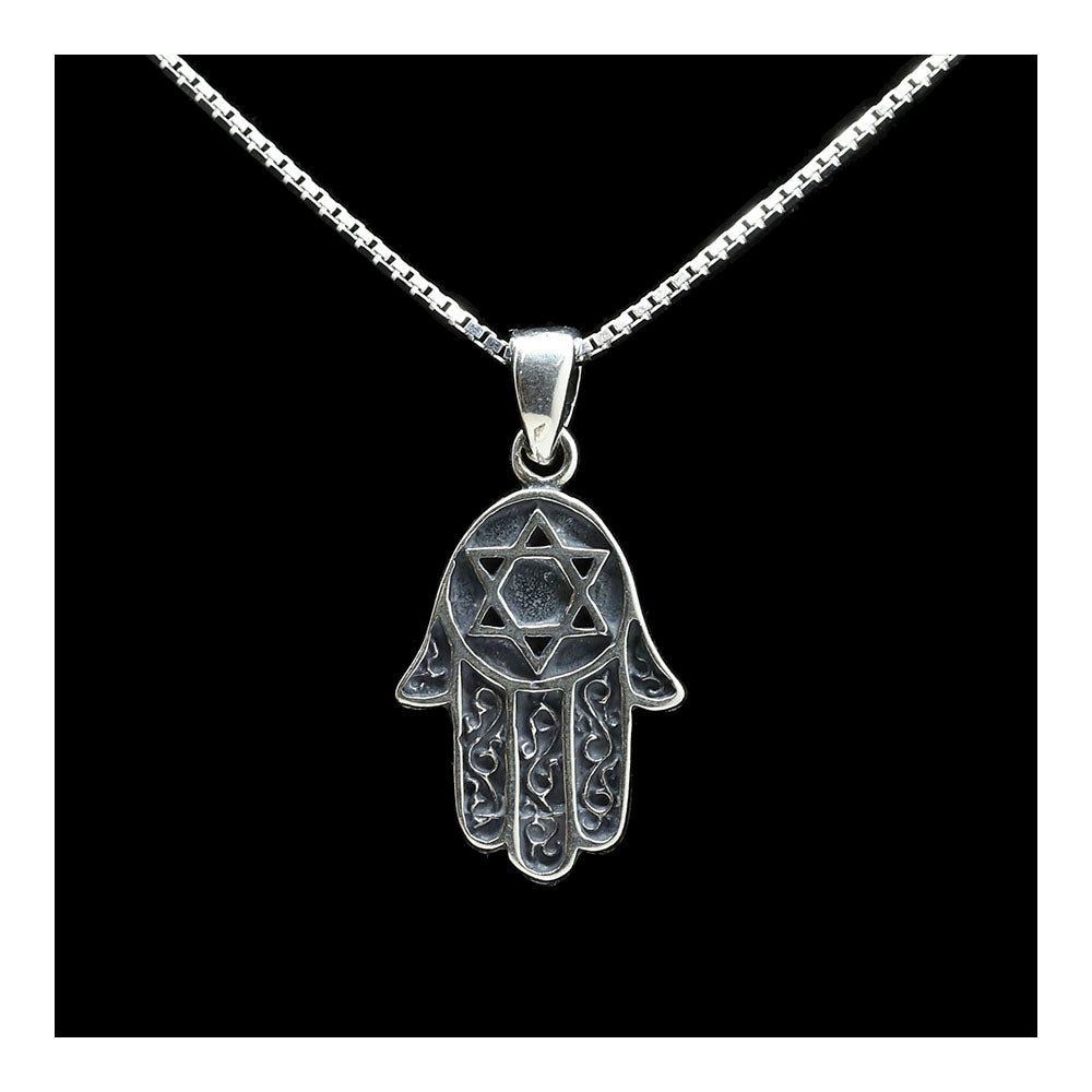 Sterling Hamsa with Star of David Necklace