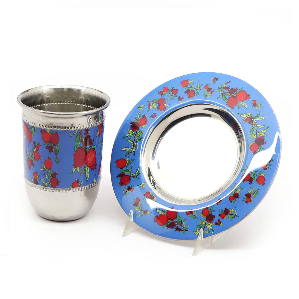Kiddush Cup with Pomegranates on Blue