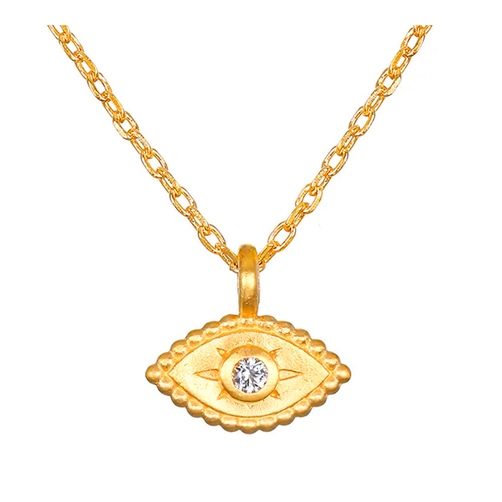 Shielded Spirit White Topaz Evil Eye Necklace