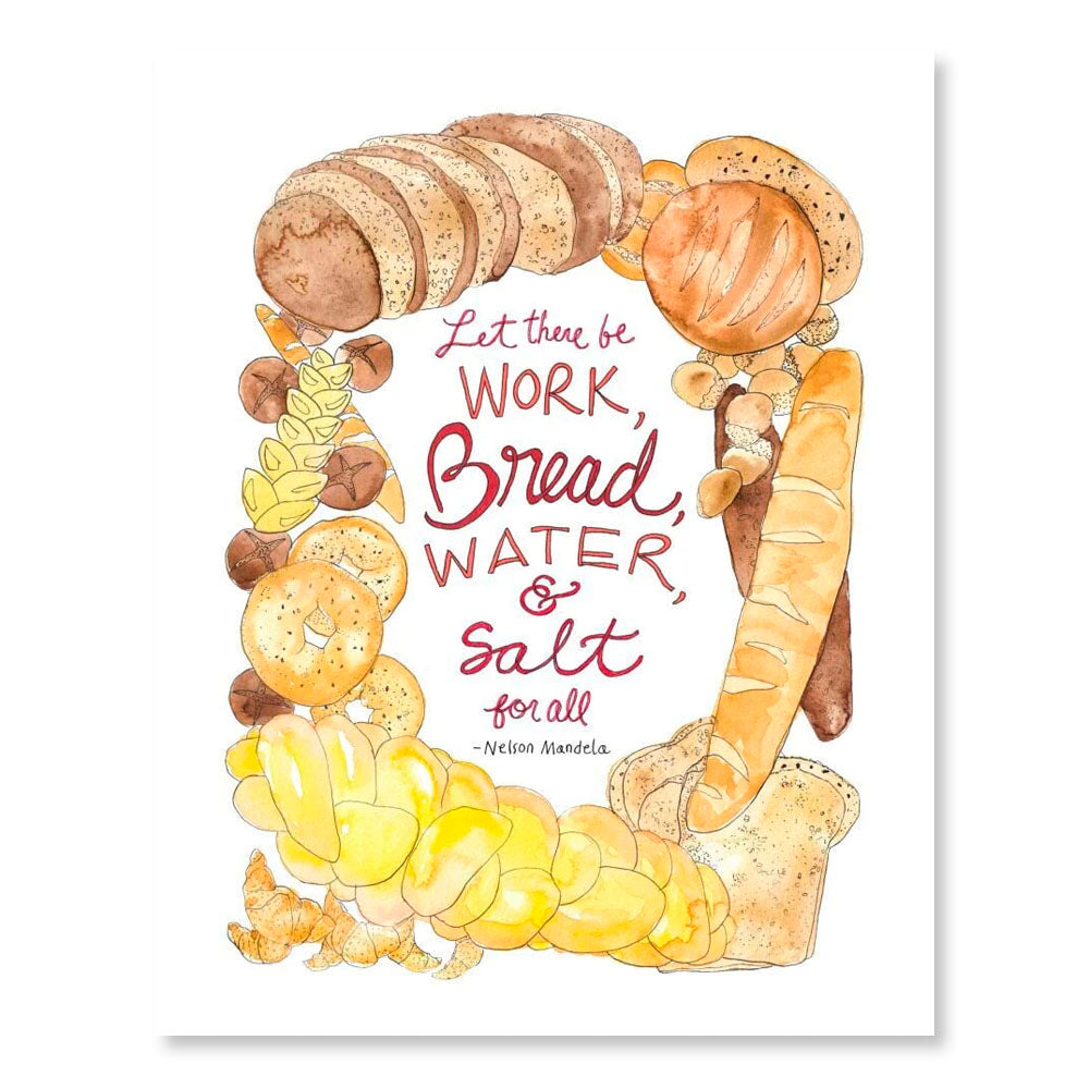 Bread Quote by Nelson Mandela Watercolor Art Print