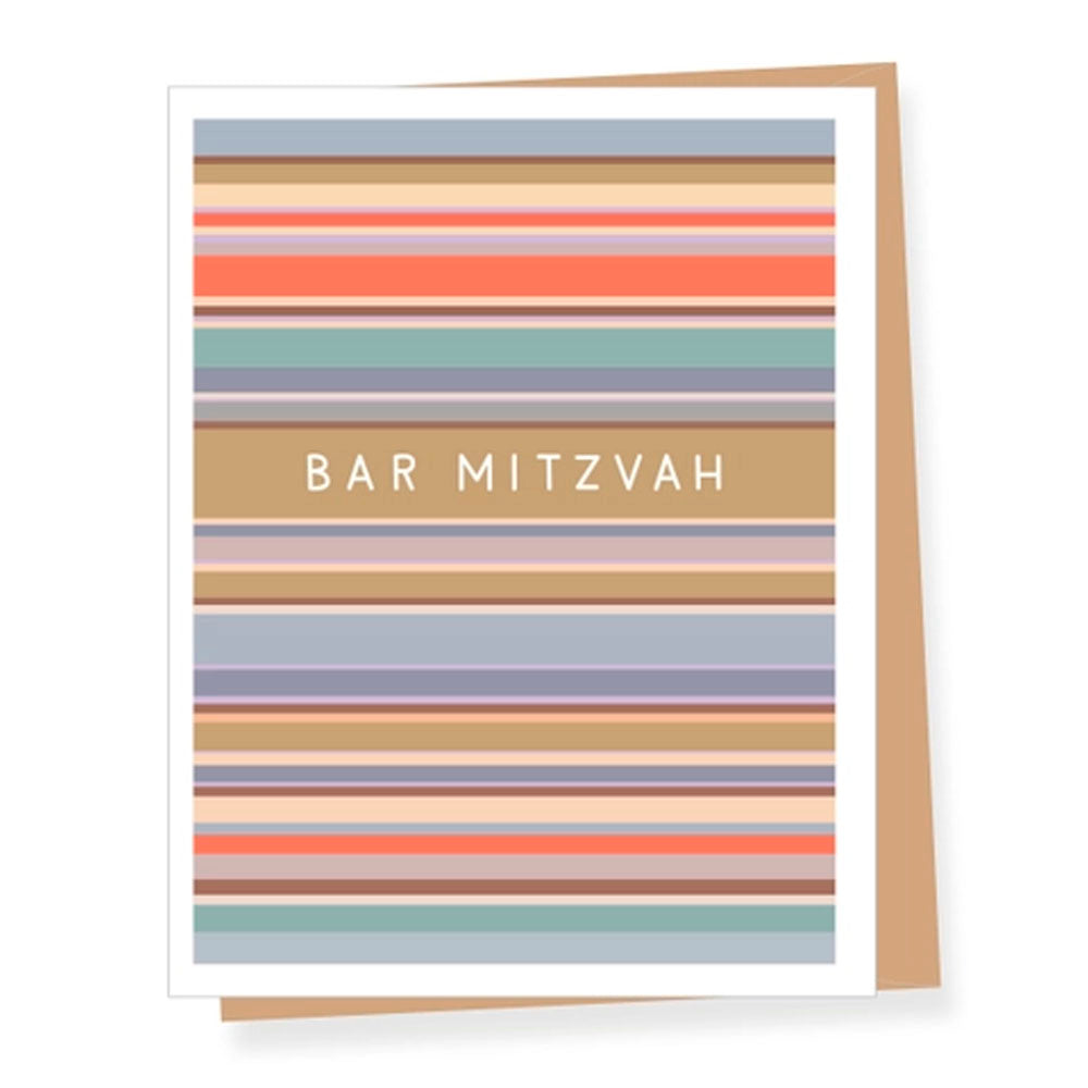 Bar Mitzvah Modern Stripes Mazel Tov Greeting Card