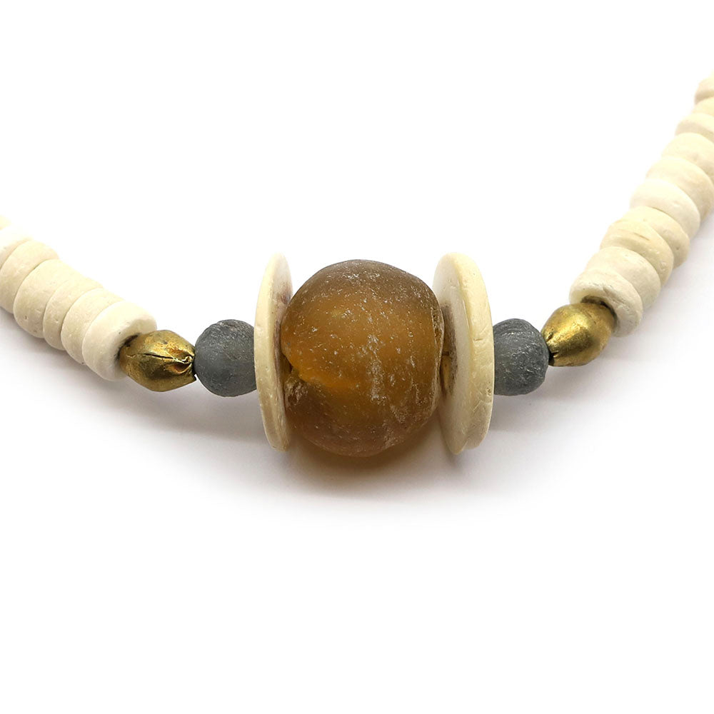 Amber and Black Glass Necklace