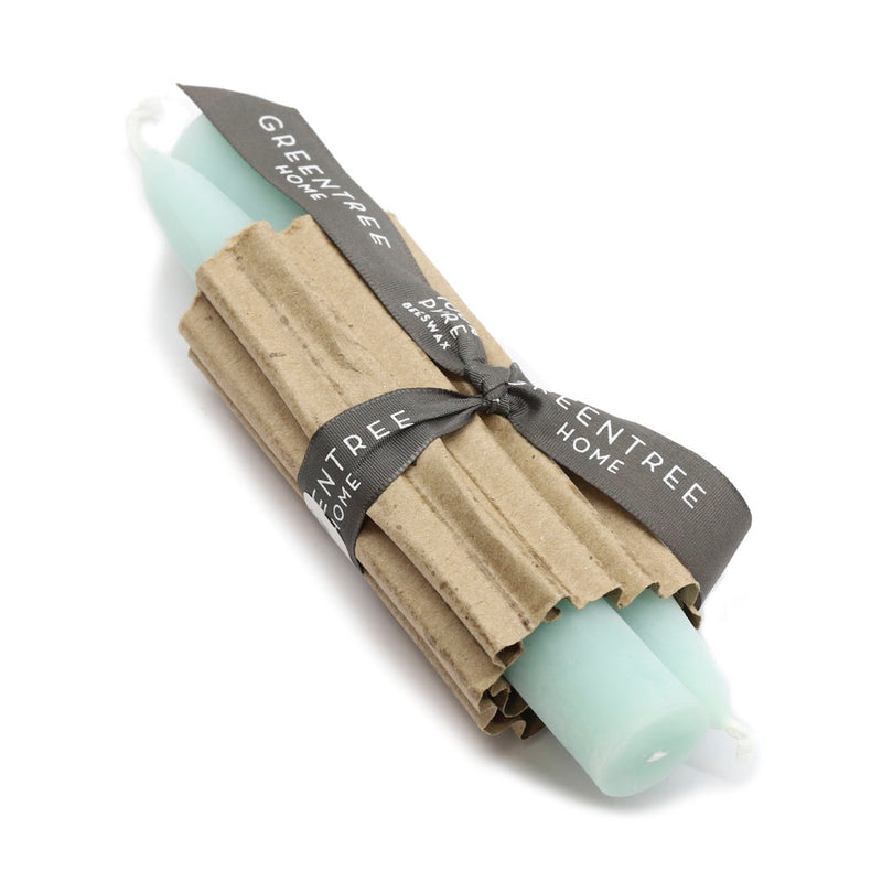 Pair of Robin Egg Beeswax Taper Candles 6"
