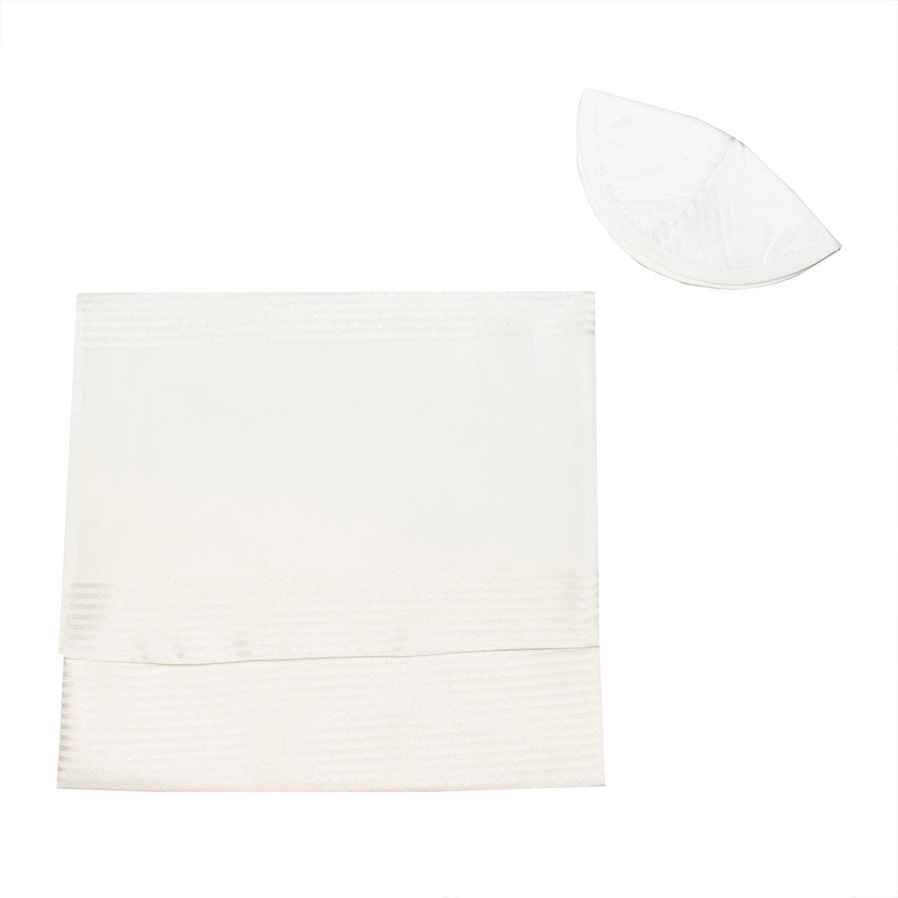 Cream Striped Organza Tallit Set
