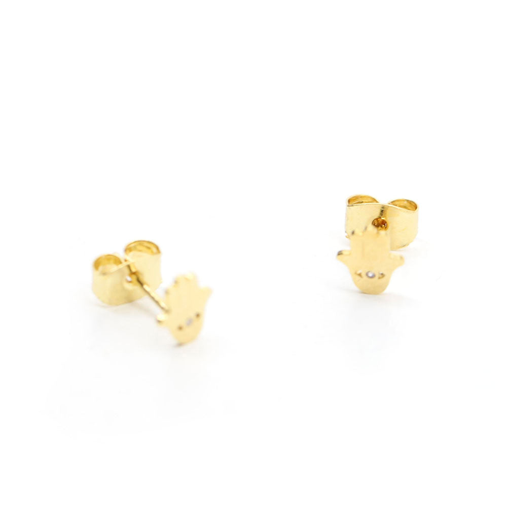 Single Cubic Zarconia Hamsa Stud Earrings