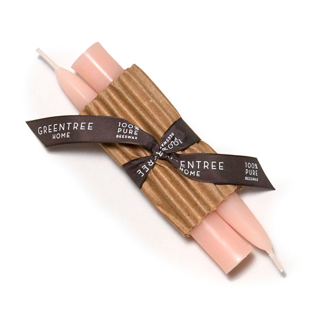 Pair of Blush Beeswax Taper Candles 6"