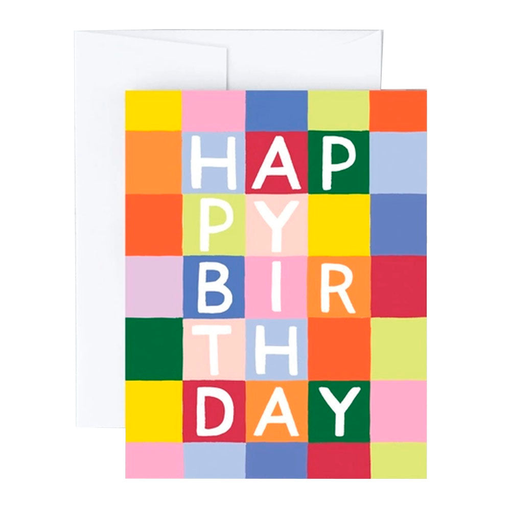 Rainbow Checks Birthday Greeting Card