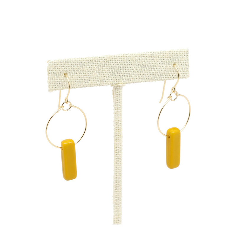 Mustard Bar Hoop Earrings