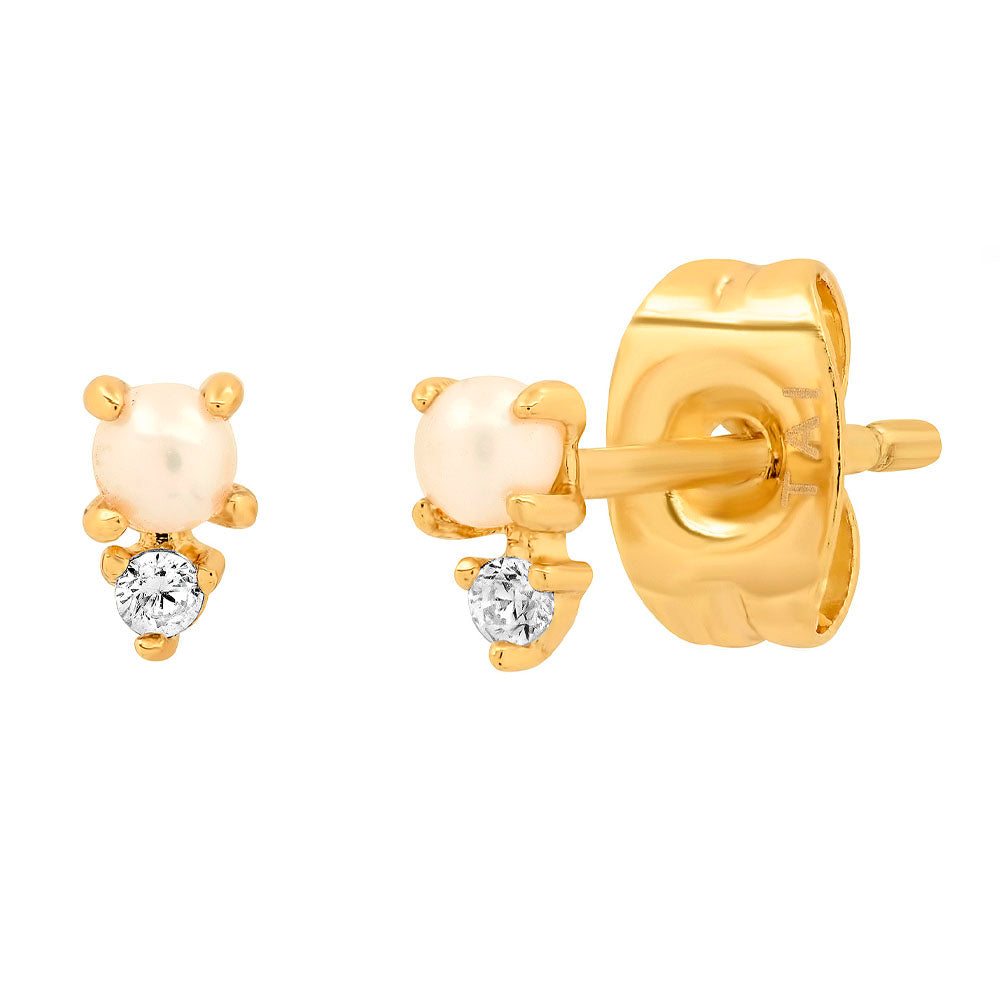 Pearl and CZ Stud Earrings