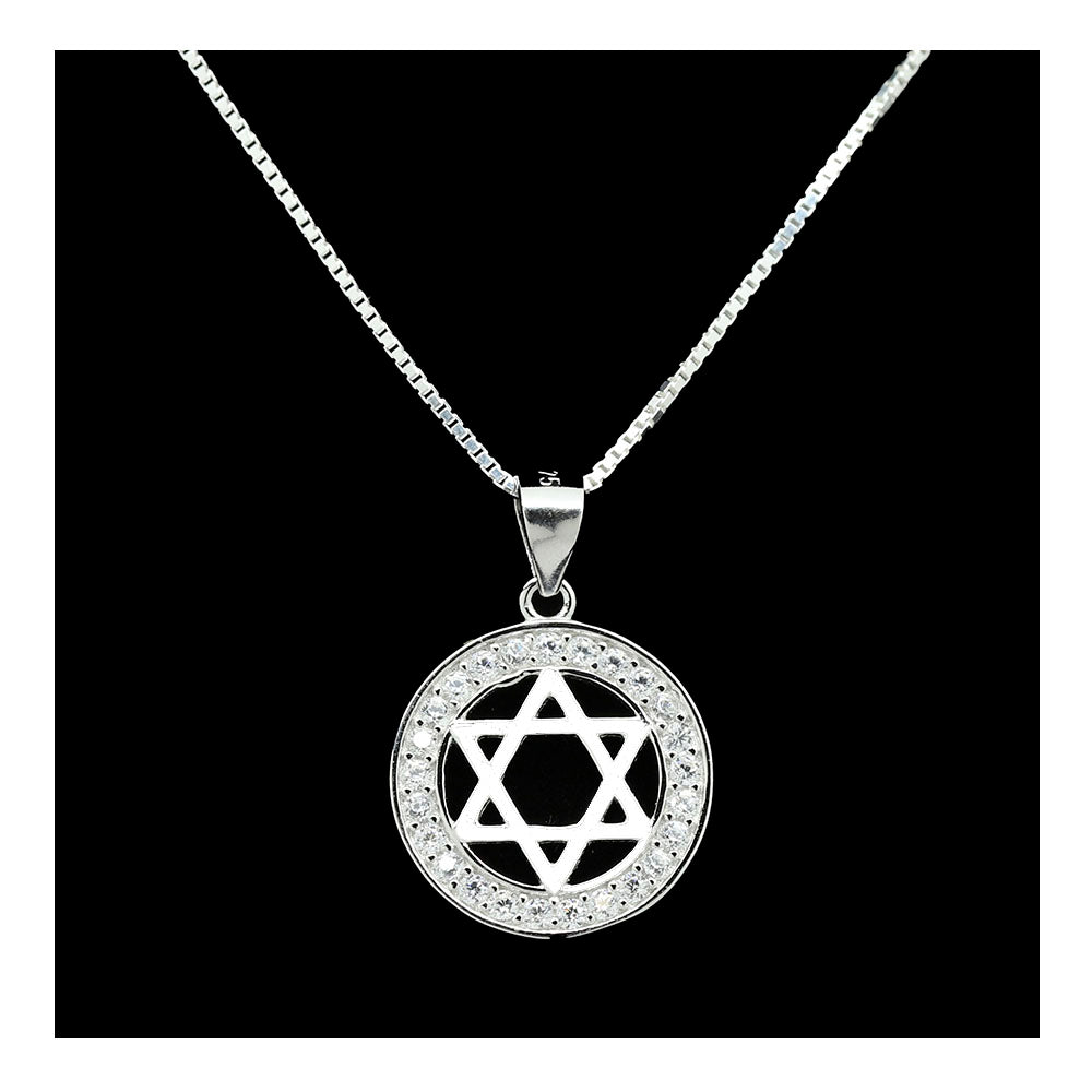 Star of David in Stone Circle Necklace