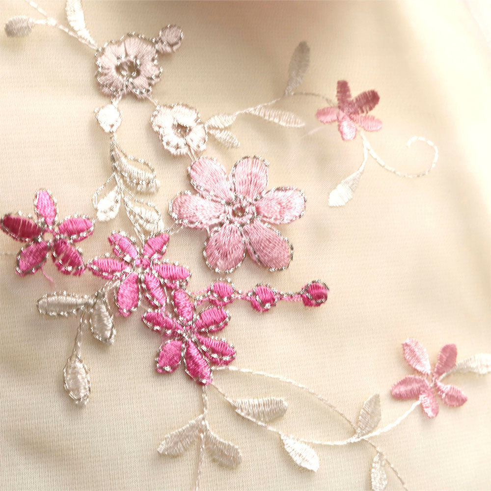 Tallit Set Sheer Pink Organza Flowers