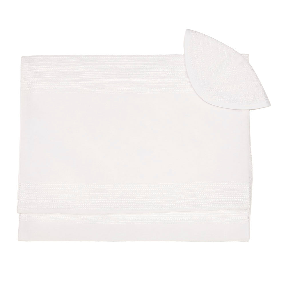 Tallit Set- Wavy White on Chiffon