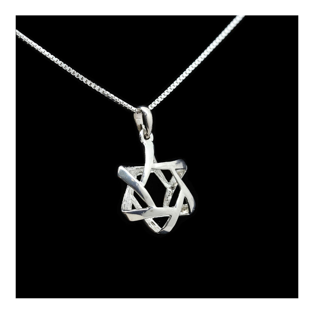 Sterling Puffed Star of David Necklace