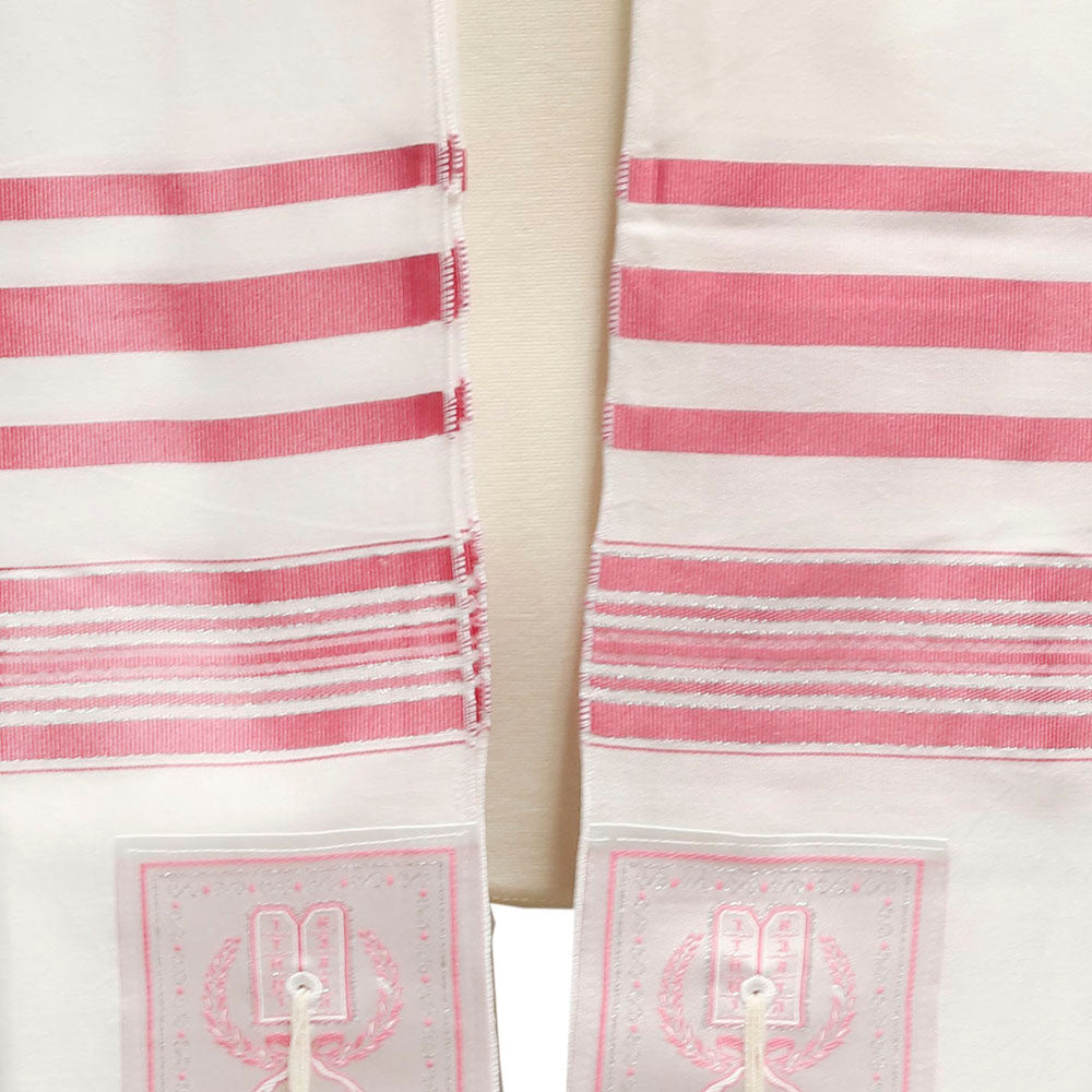 Tallit with Fuchsia and Silver Stripes