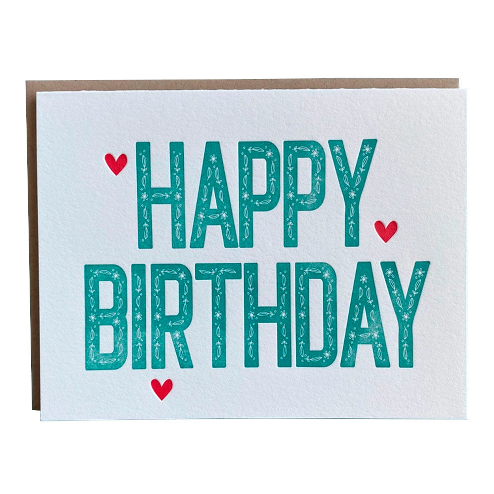 Happy Birthday Floral Font - Card