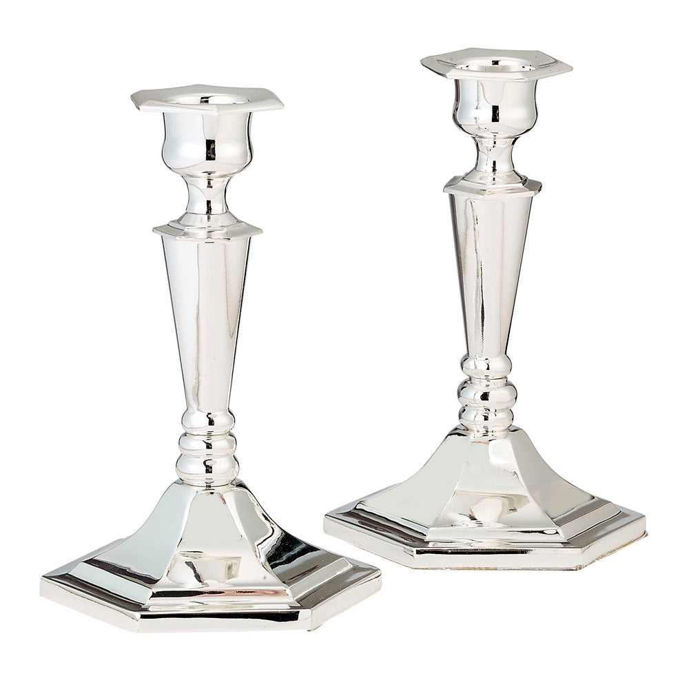 Silver Plated Pair of Shabbat Candlesticks