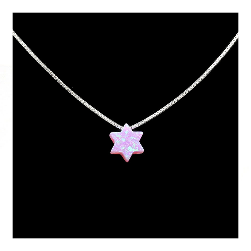 Pink Opal Star of David Necklace