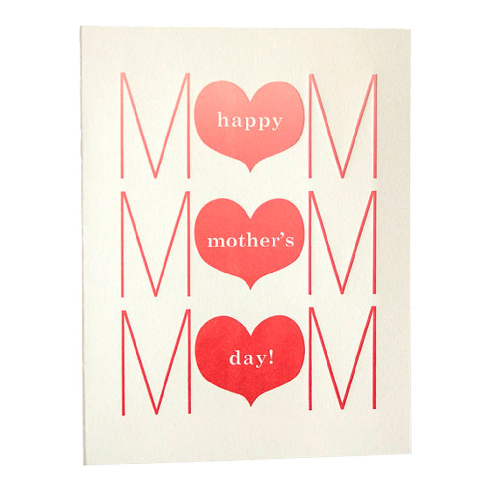 Mothers Day Three Heart Greeting Card