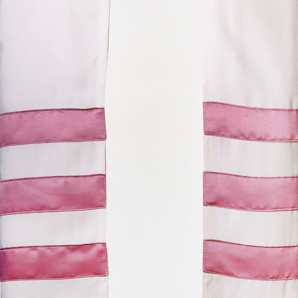 Pink Stripes on Cotton Tallit Set