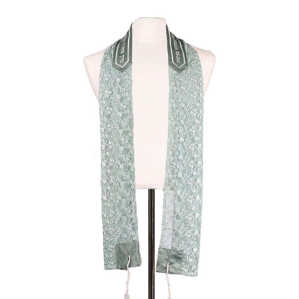 Sage Lace Flowered Tallit Set