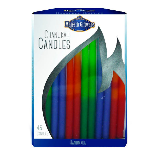 Blue, Green and Red Hanukkah Candles