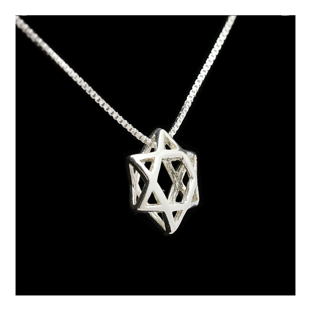 Sterling Double Star of David Slide Necklace