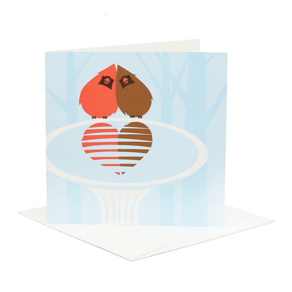 Cardinals in a Birdbath Greeting Card