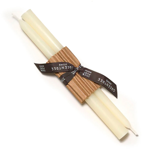 Pair of Cream Beeswax Tapered Candles 10"