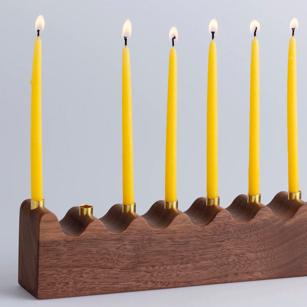 Wave Wood Hanukkiah