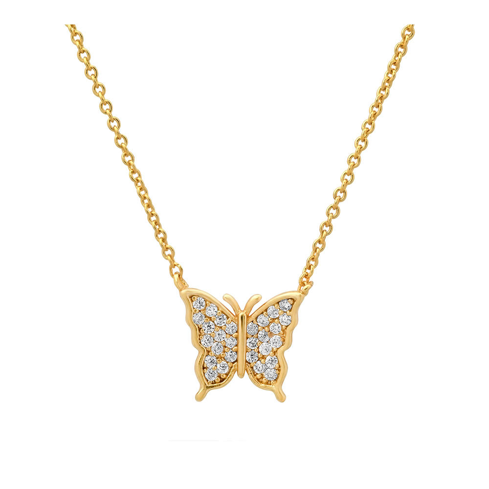 Pave Butterfly Pendant Necklace