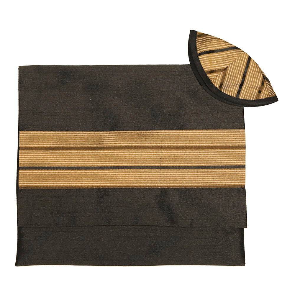 Broad Copper Stripes Tallit Set