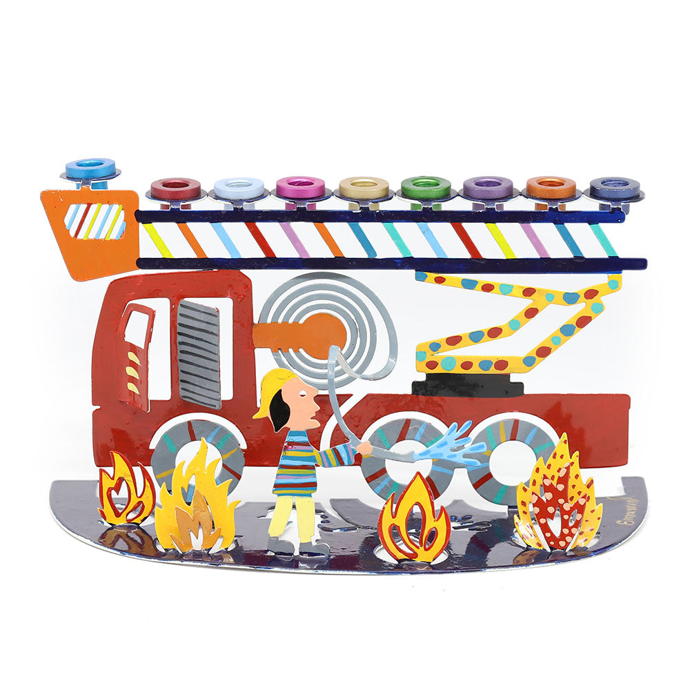 Fire Truck Hanukkiah