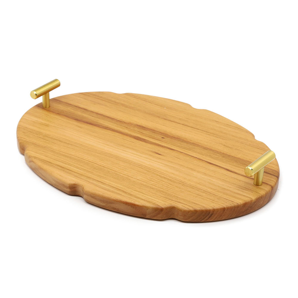 Hickory Tray with Brushed Brass Handles