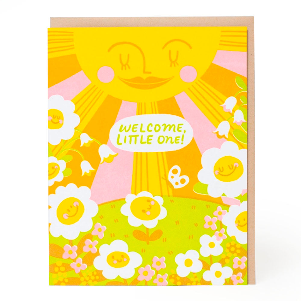 Welcome Baby Garden Letterpress Greeting Card