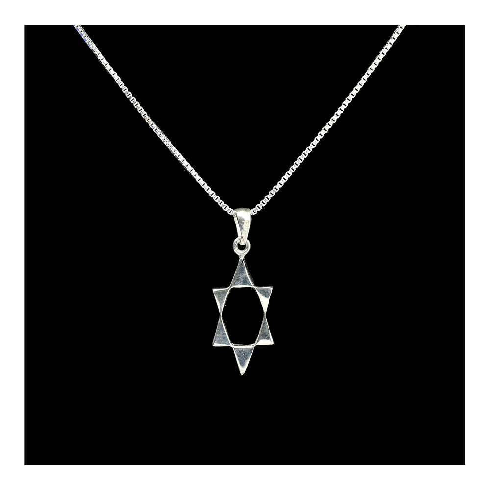 Tall Sterling Star of David Necklace