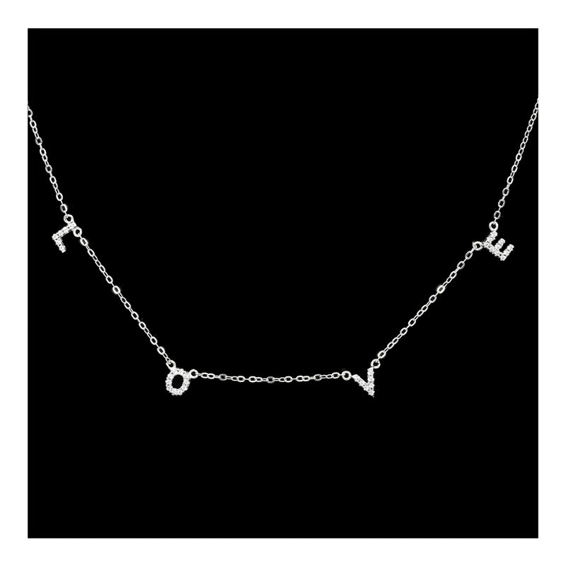 Sterling Silver "L-O-V-E" Necklace with Crystals