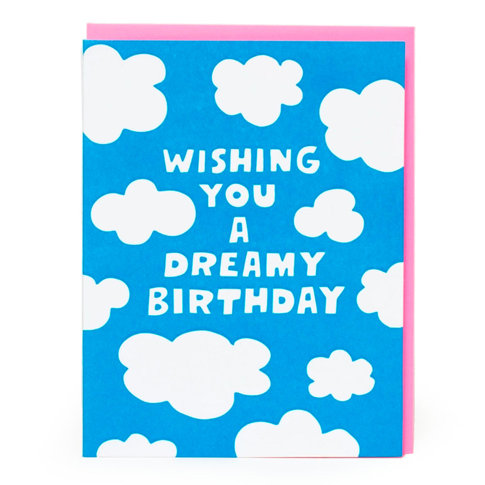 Dreamy Birthday Clouds Letterpress Greeting Card