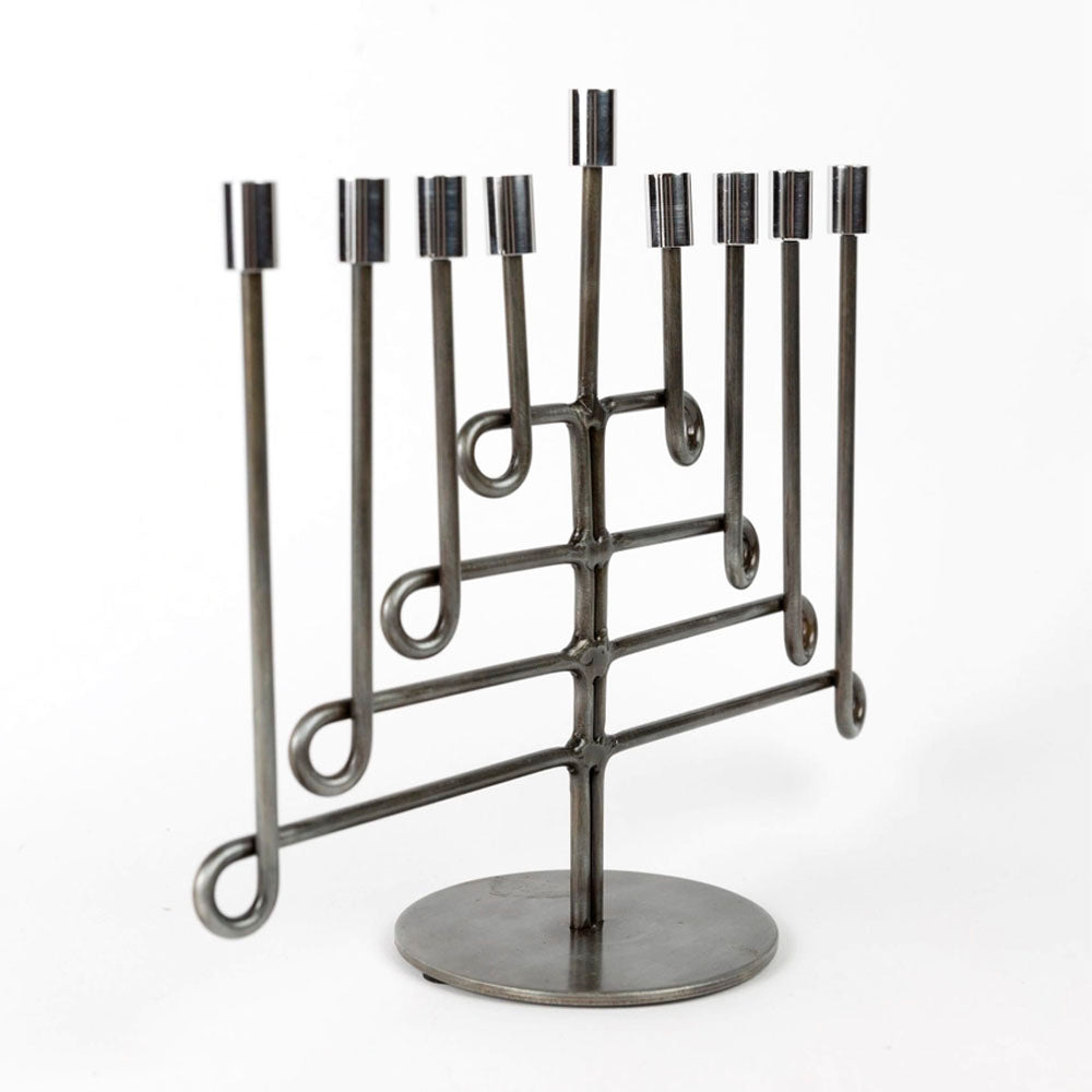 Antiqued Twisted Iron Menorah