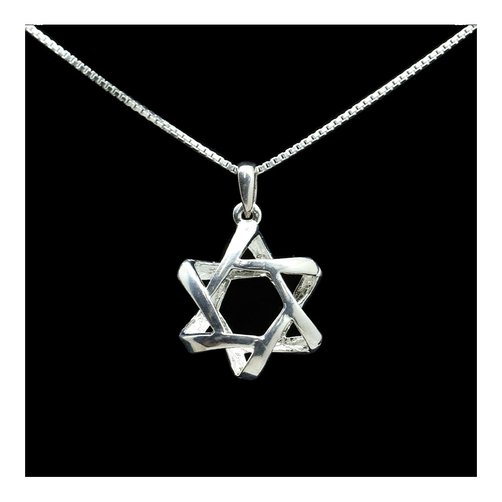 Sterling Puffed Star of David Necklace