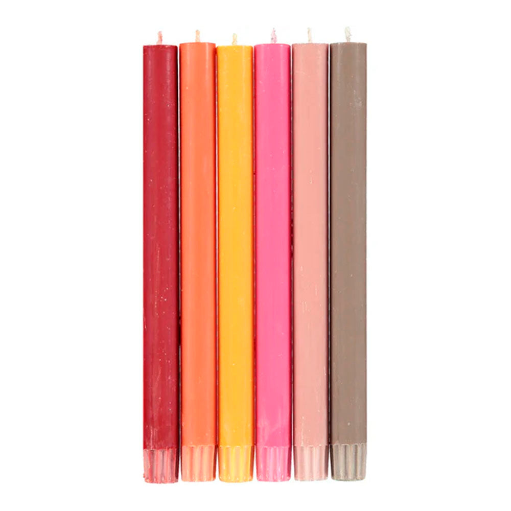 Rainbow Pack 'Warm Colours' Eco Dinner Candles, Gift Box of 6