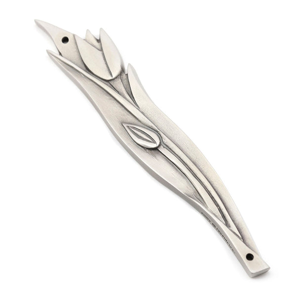Tuplip Mezuzah in Pewter